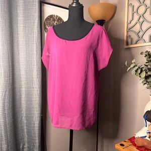 Dots Fuchsia Blouse with Black Lace Back